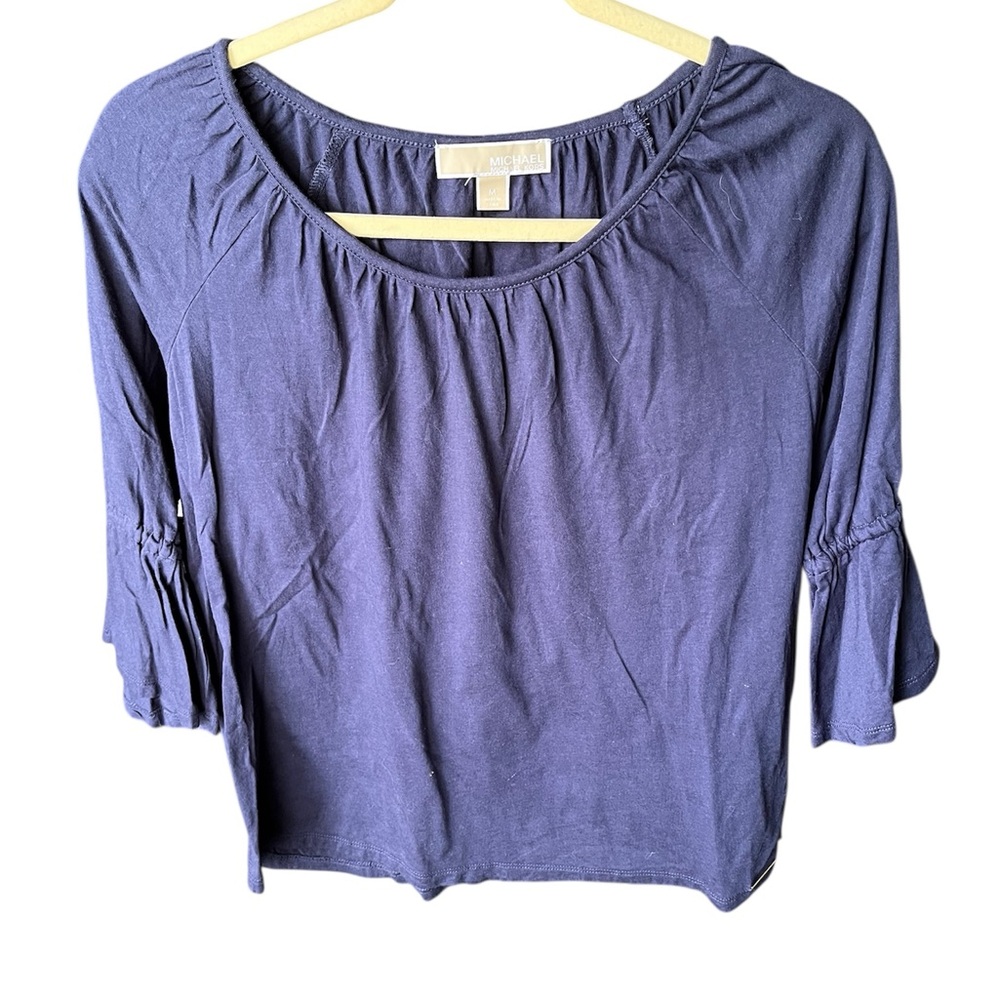 GUC MICHAEL KORS blue cinched sleeve blouse
